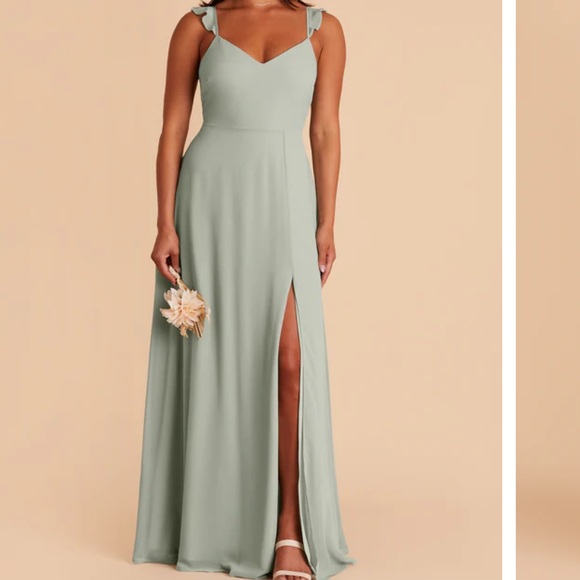 Birdy Grey Doris sage chiffon bridesmaid dress- I had the ruffle straps removed. - Picture 3 of 4